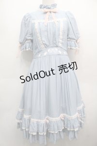 Hoshibako Works / ベルスーズリボン刺繍ワンピース  ブルー S-25-09-13-038-LO-OP-HR-ZS