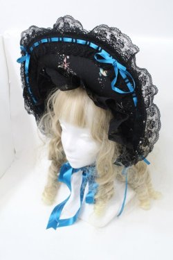 画像1: ALICE and the PIRATES / Magical Popping Fantasy -空から降る魔法-柄ボンネット  黒 S-25-09-15-005-PA-AC-AS-ZS
