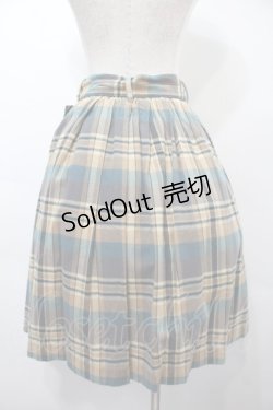 画像2: F&A / チェックスカート  ベージュxサックス S-25-09-15-054-LO-SK-AS-ZS
