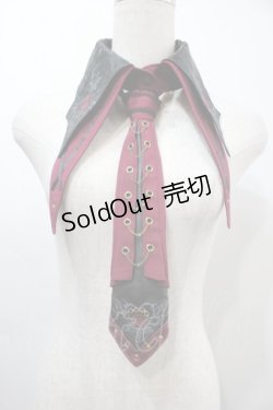 画像1: Ozz oneste / 刺繍入りネクタイ＆つけ襟セット  黒ｘワイン S-25-09-15-009-OO-ZA-HR-ZS