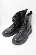 m petit by misako / レースアップショートブーツ  黒 S-25-09-15-015-LO-ZA-HR-ZS
