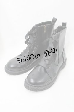 画像1: m petit by misako / レースアップショートブーツ  黒 S-25-09-15-015-LO-ZA-HR-ZS