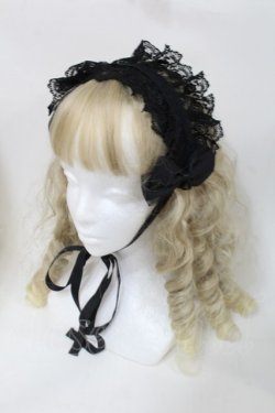 画像1: ATELIER PIERROT / オリゾナルレースリボンヘッドドレス  黒 S-25-09-15-002-EL-AC-AS-ZS