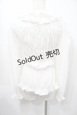 画像2: metamorphose / シャーリングブラウス  白 S-25-09-15-020-ME-BL-AS-ZS