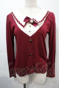 画像1: axes femme / ブローチ付きレイヤードプルオーバー  赤 S-25-09-15-025-AX-TO-AS-ZS