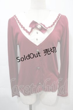 画像1: axes femme / ブローチ付きレイヤードプルオーバー  赤 S-25-09-15-025-AX-TO-AS-ZS