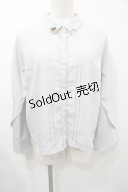 画像1: axes femme POETIQUE / ブローチ付フレアスリーブブラウス  グレー S-25-09-15-027-AX-BL-HR-ZS