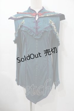 画像1: Ozz oneste / 和柄チャイナデザイントップス  グリーン S-25-09-15-028-OO-TO-HR-ZS