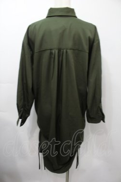 画像2: axes femme / 袖レースアップシャツワンピース  カーキ S-25-09-15-029-AX-OP-HR-ZS