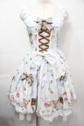 metamorphose / くまちゃんのBakery cafeバッスルジャンパースカート  サックス S-25-09-15-030-ME-OP-AS-ZS