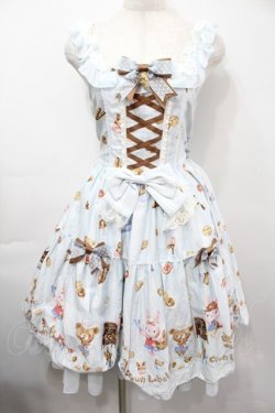 画像1: metamorphose / くまちゃんのBakery cafeバッスルジャンパースカート  サックス S-25-09-15-030-ME-OP-AS-ZS