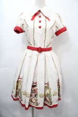 Innocent World / 童話柄ワンピース  オフｘ赤 S-25-09-15-031-IW-OP-AS-ZS