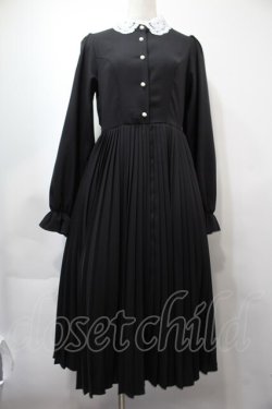 画像1: m petit by misako / AM*レースエリプリーツワンピース  黒 S-25-09-15-044-LO-OP-HR-ZS
