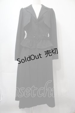 画像1: EATME / ペプラムベルトコート  黒 S-25-09-15-045-LO-CO-HR-ZS