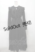 axes femme / 袖プリーツワンピース  黒 S-25-09-16-051-AX-OP-AS-ZS