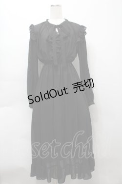 画像1: axes femme / 袖プリーツワンピース  黒 S-25-09-16-051-AX-OP-AS-ZS