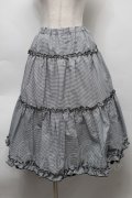 m petit by misako / NINA'Sギャザースカート S 黒ｘ白 S-25-09-16-055-LO-SK-AS-ZS