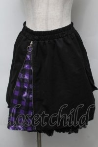 NieR Clothing / ZIP切替スカート  黒ｘ紫 S-25-09-16-058-PU-SK-HR-ZI