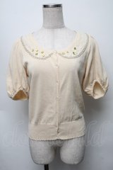 Emily Temple cute / パフ袖ビジューカーディガン  キナリ S-25-09-16-019-ET-TO-HR-ZT067