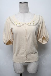 Emily Temple cute / パフ袖ビジューカーディガン  キナリ S-25-09-16-019-ET-TO-HR-ZT067