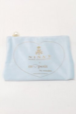 画像1: m petit by misako / AM*コウチャツキベロアポーチ（紅茶無し）  サックス S-25-09-16-004-LO-ZA-HR-ZS