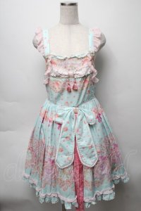 BABY,THE STARS SHINE BRIGHT / はなもも Shangri-La柄リボンジャンパースカート  ミント S-25-09-16-032-BA-OP-AS-ZT482