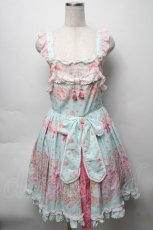 画像1: BABY,THE STARS SHINE BRIGHT / はなもも Shangri-La柄リボンジャンパースカート  ミント S-25-09-16-032-BA-OP-AS-ZT482 (1)