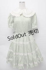 metamorphose / フロントシャーリング半袖ワンピース（バーバリー）  グリーン S-25-09-16-033-ME-OP-HR-ZS