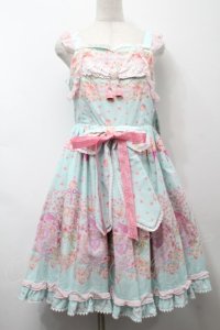 BABY,THE STARS SHINE BRIGHT / はなもも Shangri-La柄リボンジャンパースカート  ミント S-25-09-17-044-BA-OP-HR-ZT482