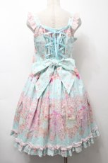 画像2: BABY,THE STARS SHINE BRIGHT / はなもも Shangri-La柄リボンジャンパースカート  ミント S-25-09-17-044-BA-OP-HR-ZT482 (2)