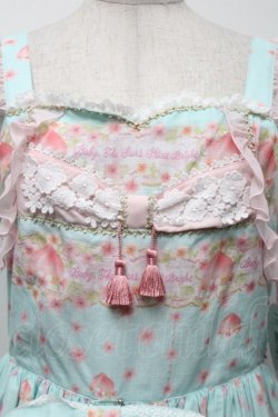 画像3: BABY,THE STARS SHINE BRIGHT / はなもも Shangri-La柄リボンジャンパースカート  ミント S-25-09-17-044-BA-OP-HR-ZT482