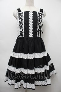 BABY,THE STARS SHINE BRIGHT / ミルフィーユジャンパースカート（2022年）  黒ｘ白 S-25-09-17-045-BA-OP-AS-ZS