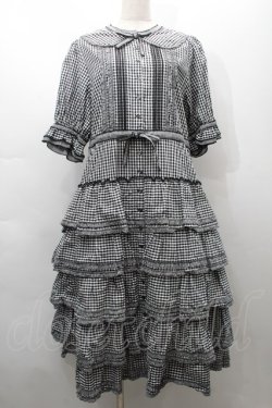 画像1: alcali / コットンギンガム前開きワンピース  黒x白 S-25-09-17-047-LO-OP-AS-ZS