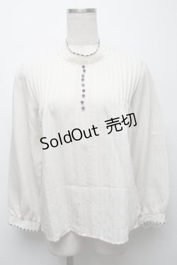 画像1: an another angelus / 配色リボンレーススタンドカラーブラウス  ベージュ S-25-09-17-021-CA-BL-HR-ZS