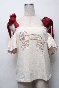 LIZ LISA / プリントオフショルトップス  キナリｘボルドー S-25-09-17-022-LO-TO-HR-ZT365