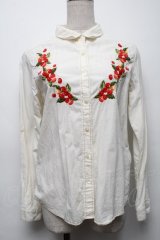 PINK HOUSE / さくらんぼ刺繍ブラウス  オフ S-25-09-17-023-LO-BL-HR-ZT055