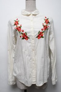 PINK HOUSE / さくらんぼ刺繍ブラウス  オフ S-25-09-17-023-LO-BL-HR-ZT055