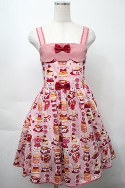 画像1: Shirley Temple / シャーリーカフェプリントジャンパースカート 160 ピンク S-25-09-23-033-ET-OP-AS-ZS