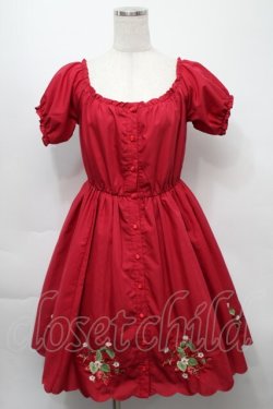 画像1: Ank Rouge / ストロベリー刺繍ワンピース  赤 S-25-09-23-034-CA-OP-AS-ZS