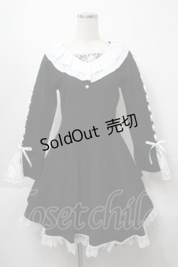 画像1: mellfy memory / Precious memories flare ニットワンピース  黒ｘ白 S-25-09-23-038-LO-OP-AS-ZS