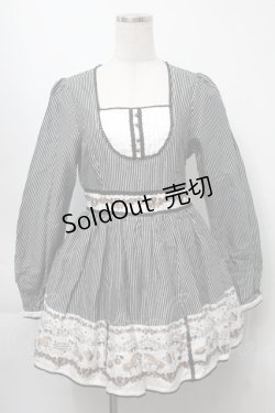 画像1: Ank Rouge / ストライプユニコーンプリントワンピース  黒ｘ白 S-25-09-23-040-CA-OP-HR-ZS