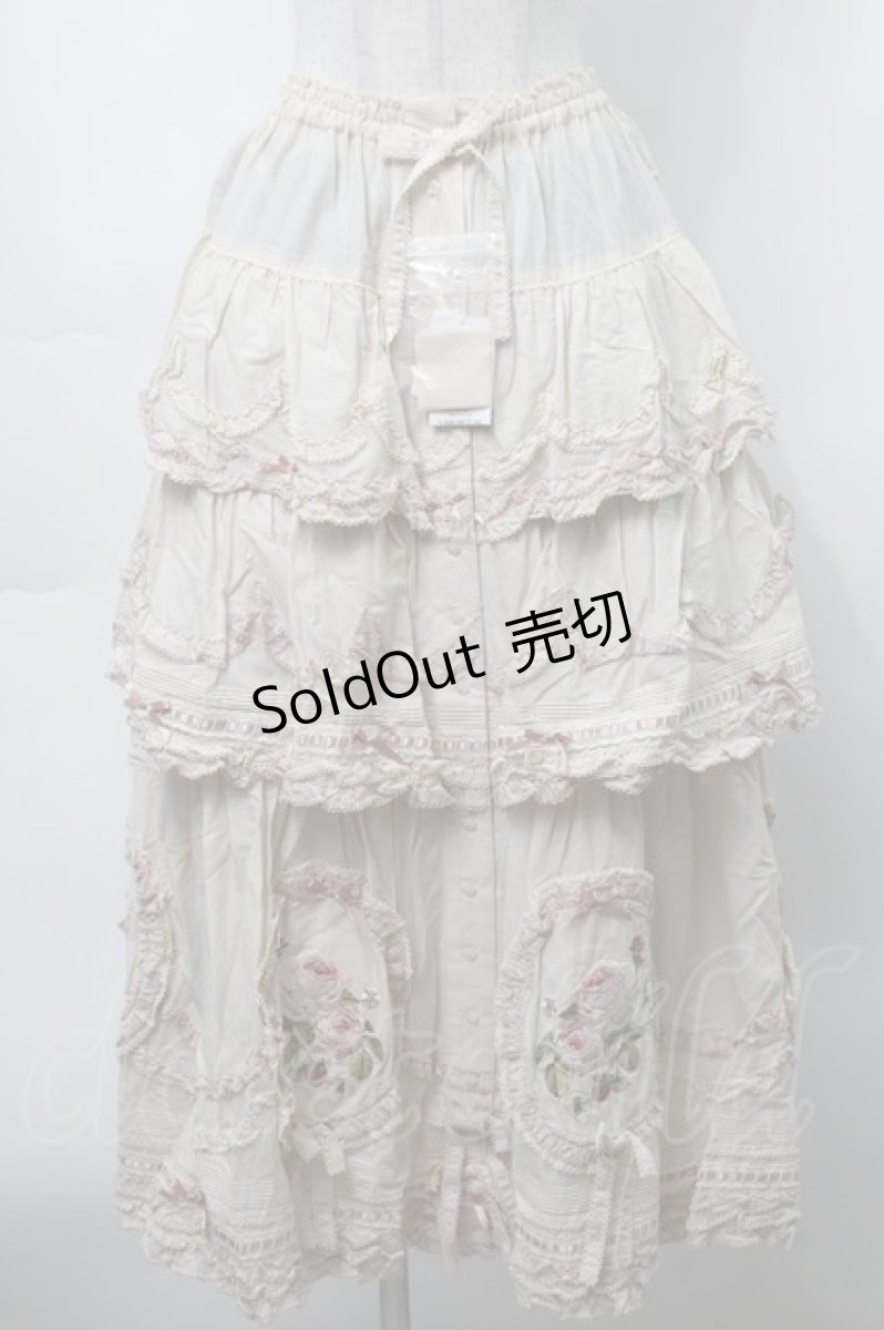 画像1: PINK HOUSE / Berry Rose刺繍入りパッチワークスカート  ピンク S-25-09-23-042-LO-SK-AS-ZS (1)