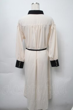 画像2: axes femme / フィッシュテールシャツワンピース  オフｘ黒 S-25-09-23-059-AX-OP-AS-ZS