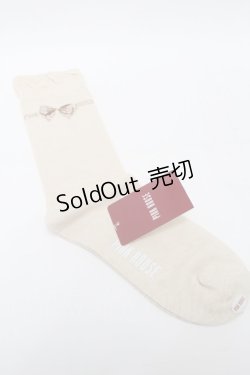 画像2: PINK HOUSE / ドットリボン柄ソックス  ベージュ S-25-09-23-1037-LO-ZA-HR-ZS