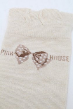 画像3: PINK HOUSE / ドットリボン柄ソックス  ベージュ S-25-09-23-1037-LO-ZA-HR-ZS