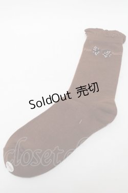 画像1: PINK HOUSE / ドットリボン柄ソックス  ブラウン S-25-09-23-1038-LO-ZA-HR-ZS