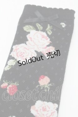 画像3: PINK HOUSE / Berry Rose柄ソックス  黒 S-25-09-23-1041-LO-ZA-HR-ZS