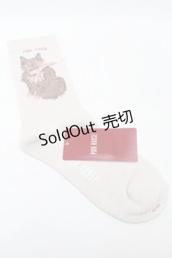 画像2: PINK HOUSE / 猫モチーフソックス  オフ S-25-09-23-1042-LO-ZA-HR-ZS
