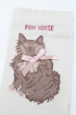 画像3: PINK HOUSE / 猫モチーフソックス  オフ S-25-09-23-1042-LO-ZA-HR-ZS