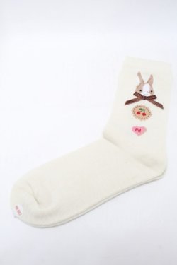 画像1: PINK HOUSE / クッキーラビッツモチーフソックス  アイボリー S-25-09-23-1044-LO-ZA-HR-ZS